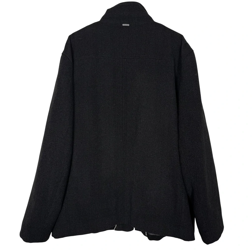 Calvin Klein Wool Blend Lined Double Zip Us Charcoal Herringbone Jacket Men's XL